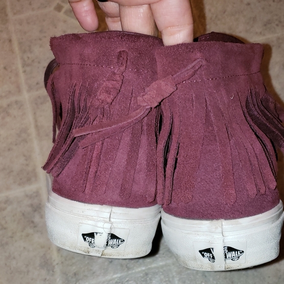 Vans suede fringed burgundy hightop sneakers - Picture 12 of 12